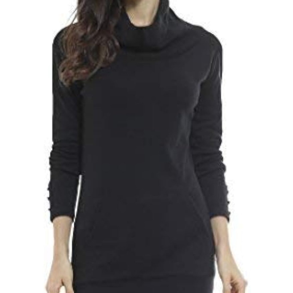 Sofishie gray cowl neck with buttons on sleeves and front kangaroo pocket